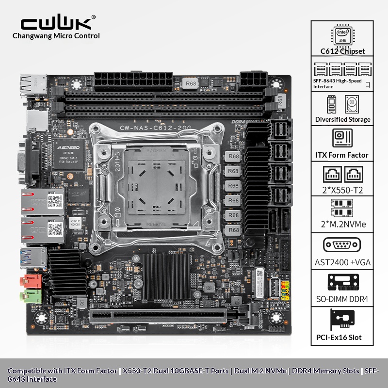 Nas Motherboard 8 Sata Mini Itx - C612 LGA 2011-3 Xeon X99 Anakart