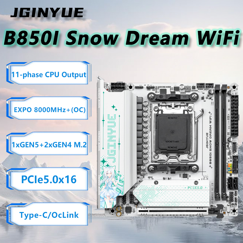 Nas Motherboard 8 Sata Mini Itx - JGINYUE B850i Snow Dream WiFi Anakart